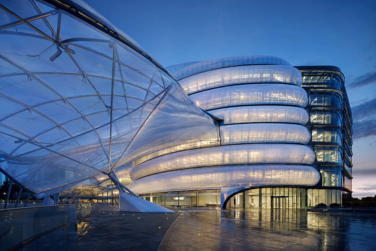 AAKS Architecture ETFE engineering presence with luminous membrane architecture context