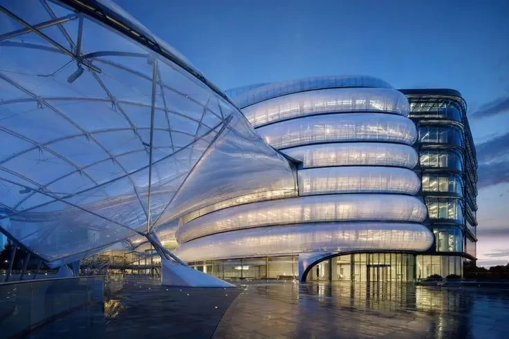 AAKS Architecture ETFE engineering presence with luminous membrane architecture context