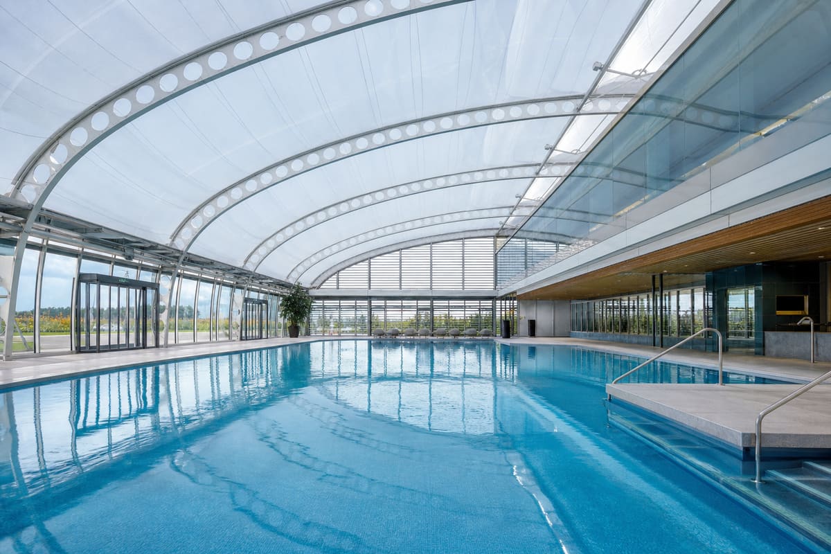 Swimming pool ETFE roofing