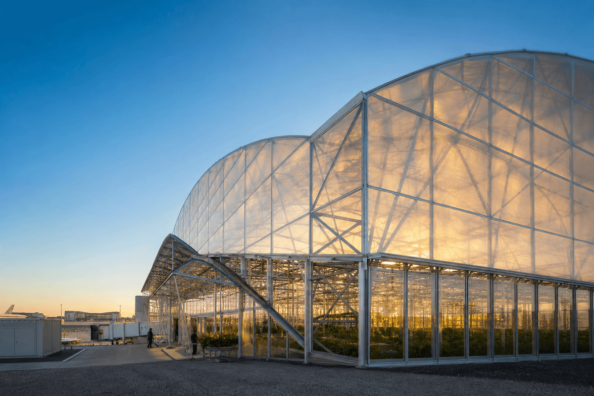 ETFE greenhouse climate envelope with high light transmission