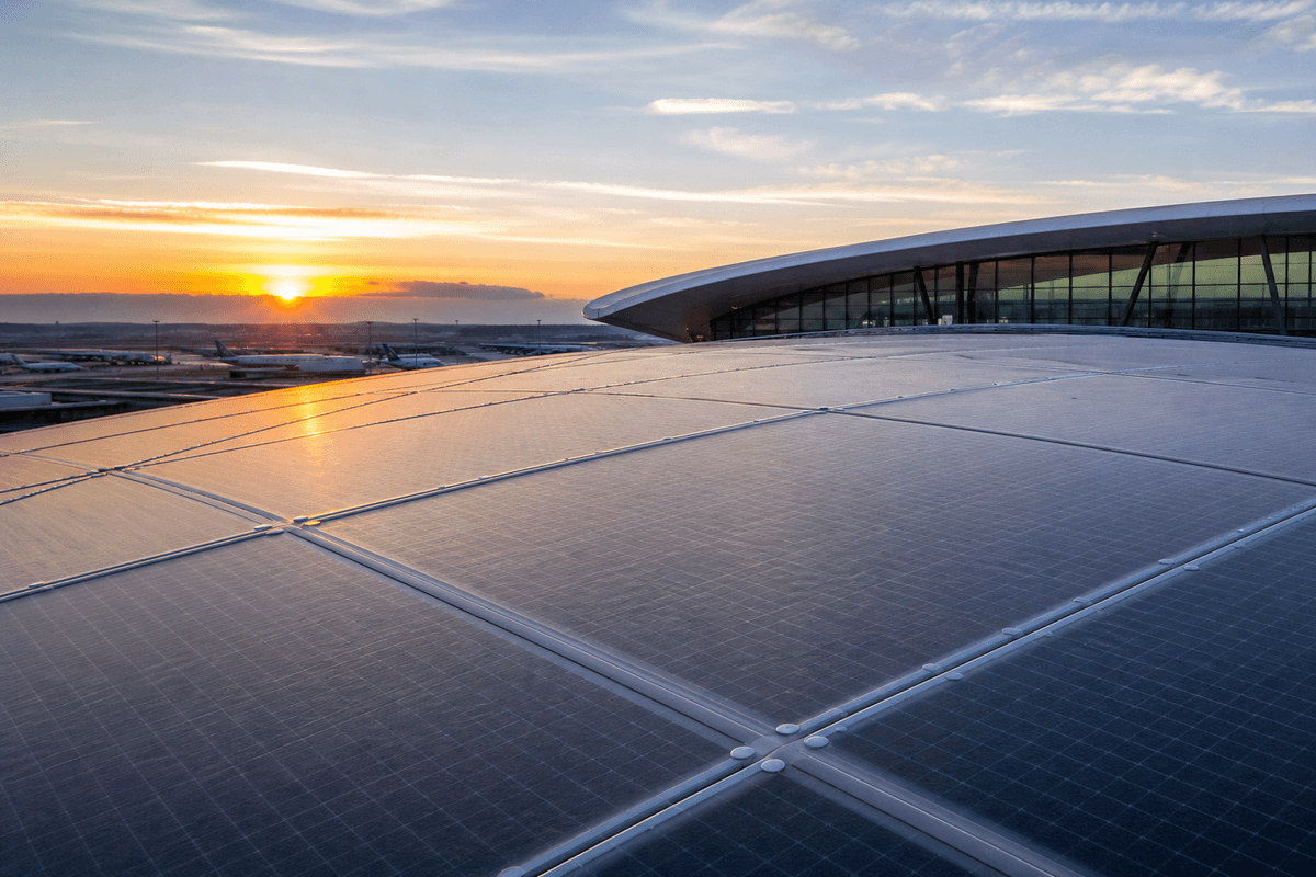 Transparent ETFE solar film integrated on a modern roof surface