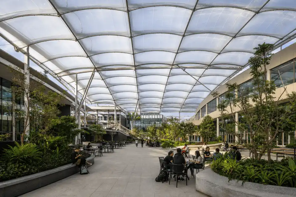 Primary space under a luminous ETFE air cushion roof — College Campus ETFE Roofing