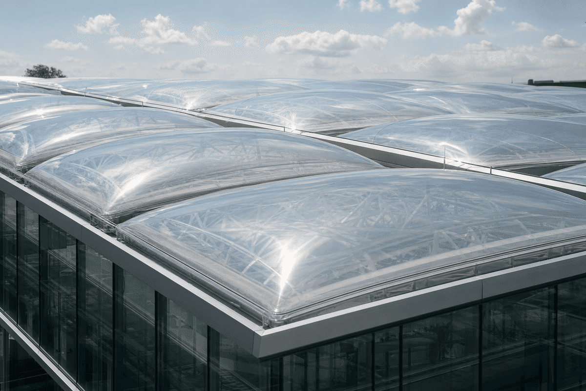 Close view of multi-layer ETFE air cushions