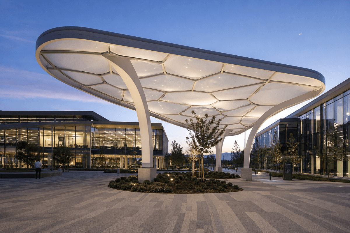 Still of precision welding and fabrication of ETFE film modules