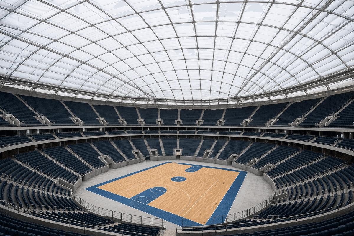Primary space under a luminous ETFE air cushion roof