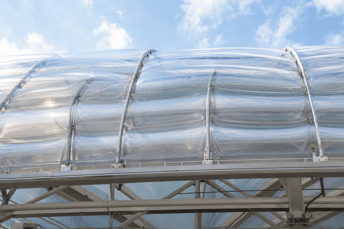 Close view of multi-layer ETFE air cushions