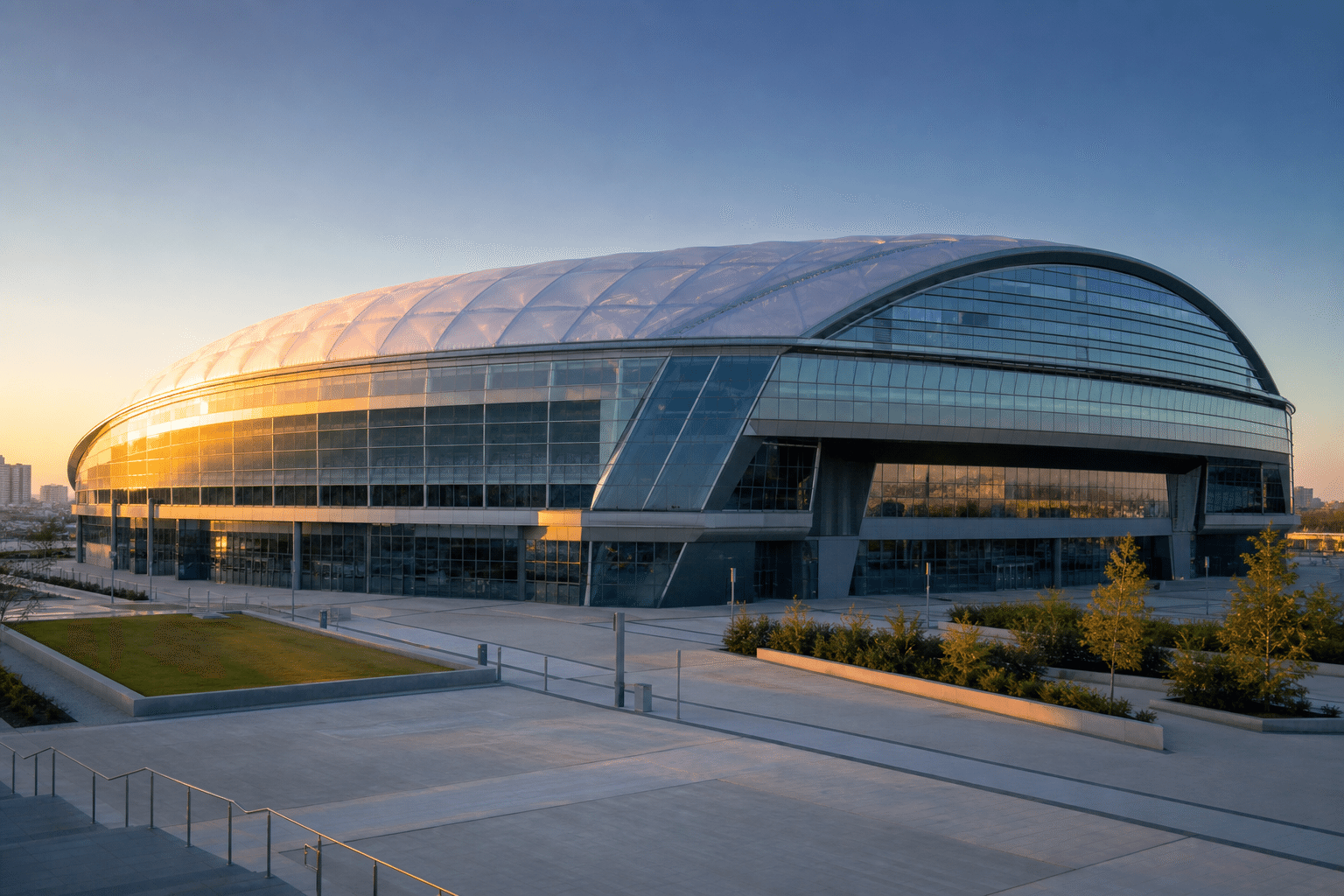 Modern modern indoor sports arena with translucent ETFE roof