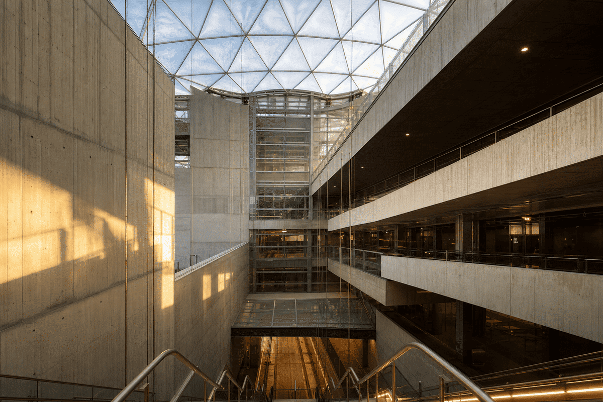 Metro atrium with sweeping ETFE skylight
