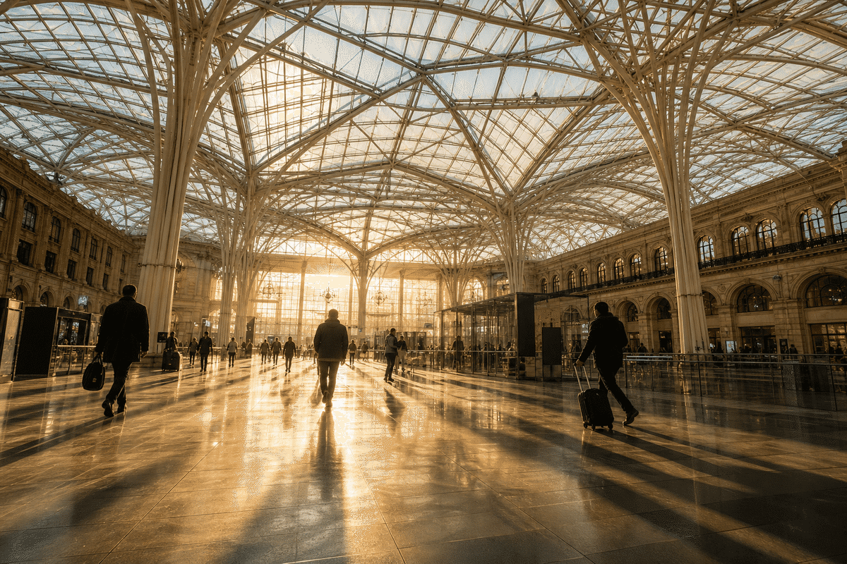 Completed railway station with translucent ETFE roof