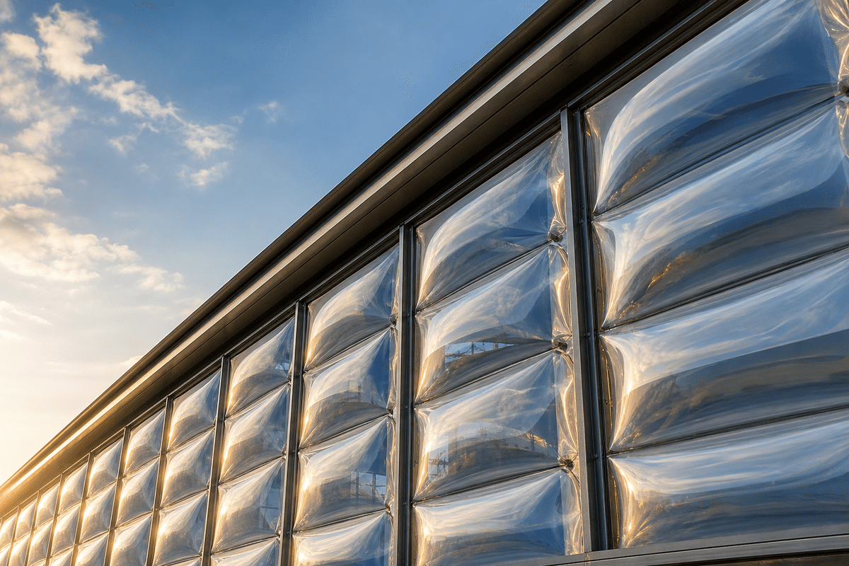 Close view of multi-layer ETFE air cushions