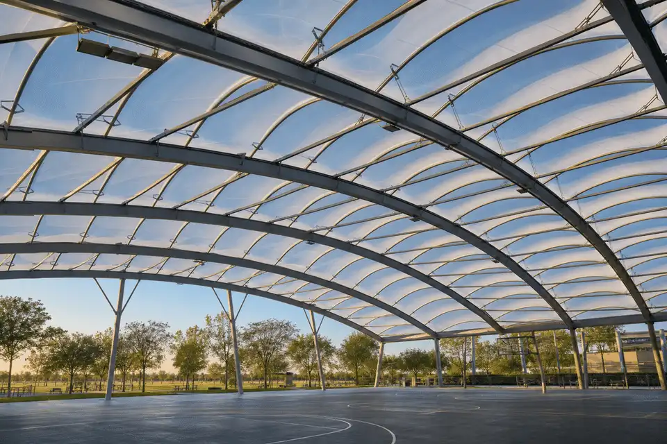 Long-span translucent ETFE roof over a sports complex hall — Sports Complex ETFE Roofing systems