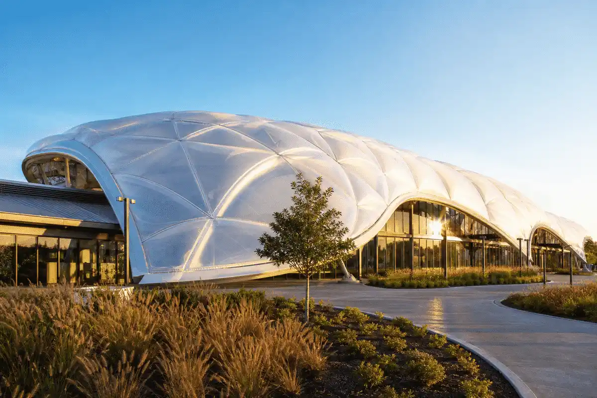 Freeform curved ETFE cushion field on a sports complex hall — Sports Complex ETFE Roofing systems