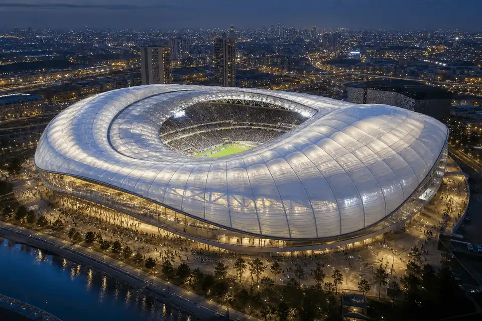 Freeform curved ETFE cushion field on a stadium roof — Stadium ETFE Roofing