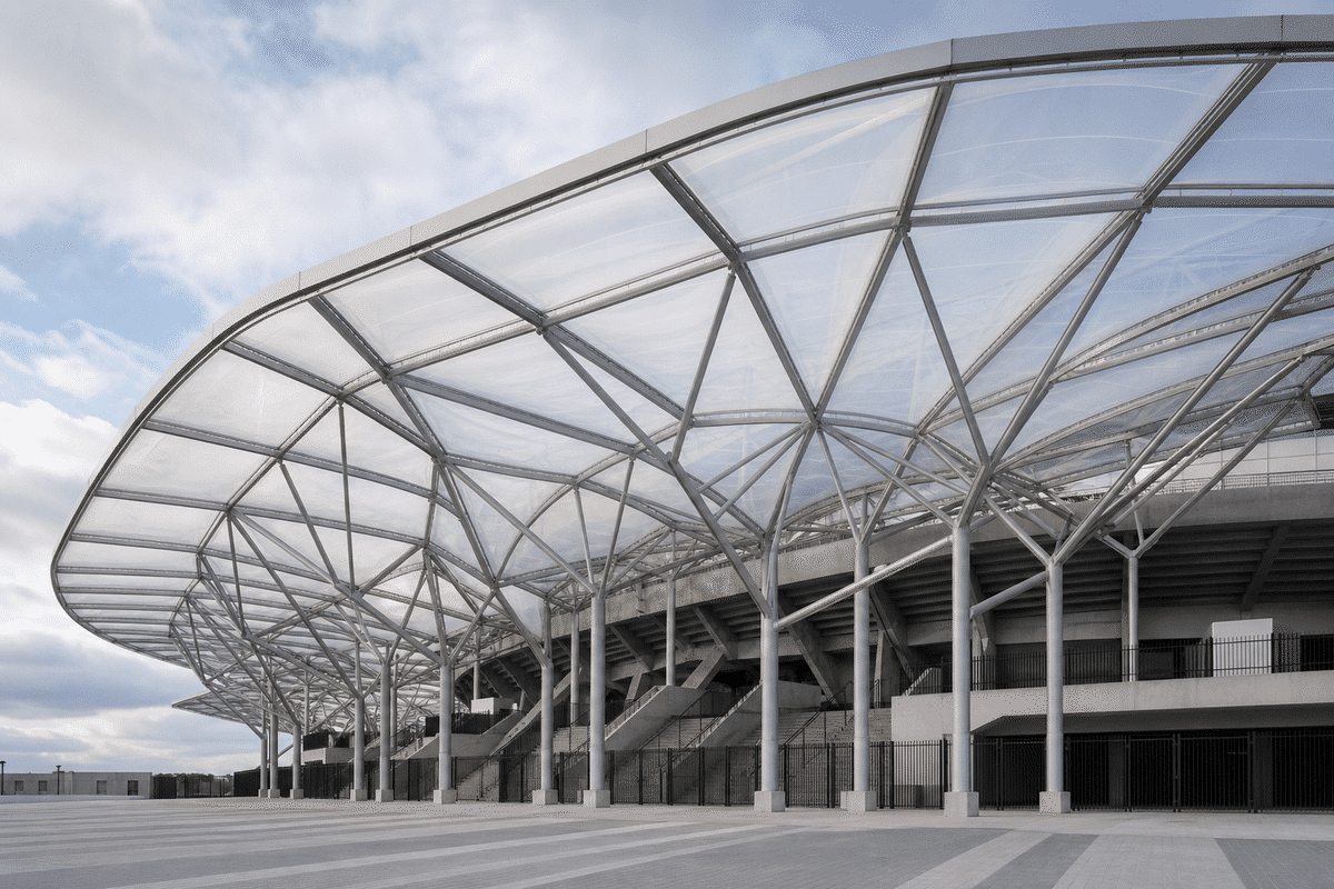 Stadium entrance with elegant ETFE canopy