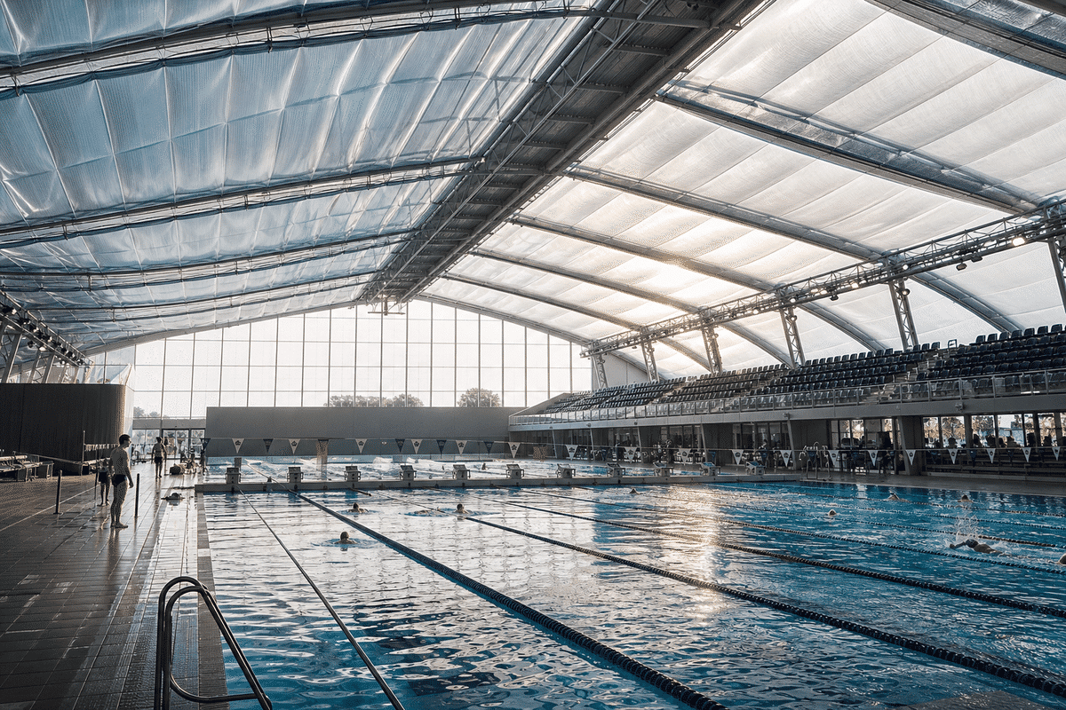 Primary space under a luminous ETFE air cushion roof