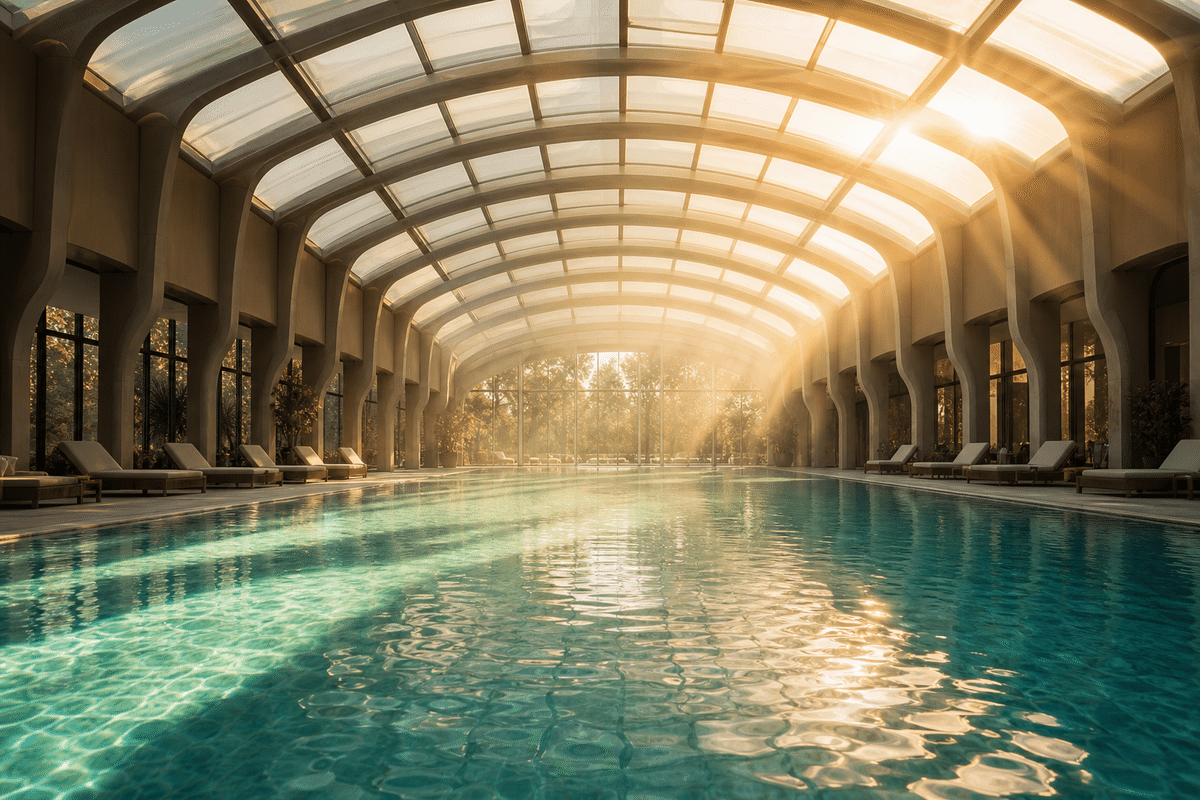 Translucent ETFE ceiling plane washing interiors with daylight