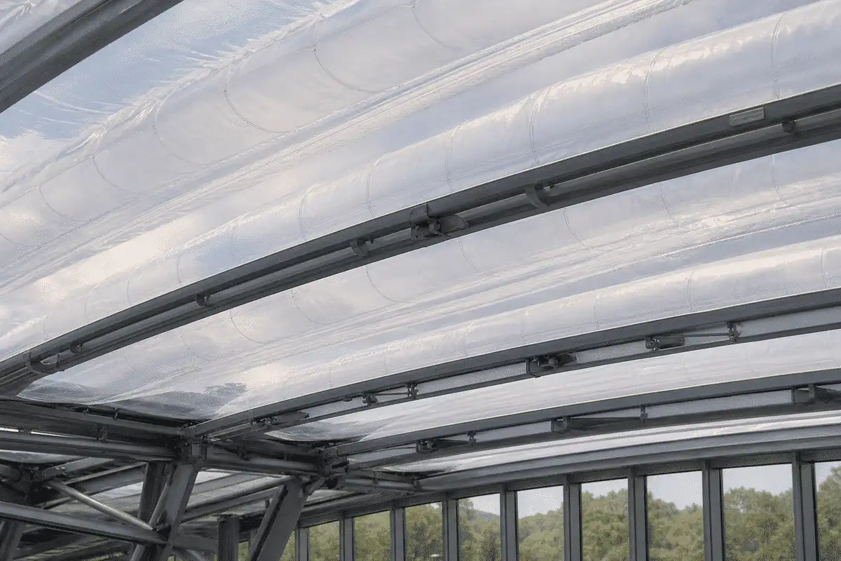 Close view of multi-layer ETFE air cushions — Swimming Pool ETFE Roofing