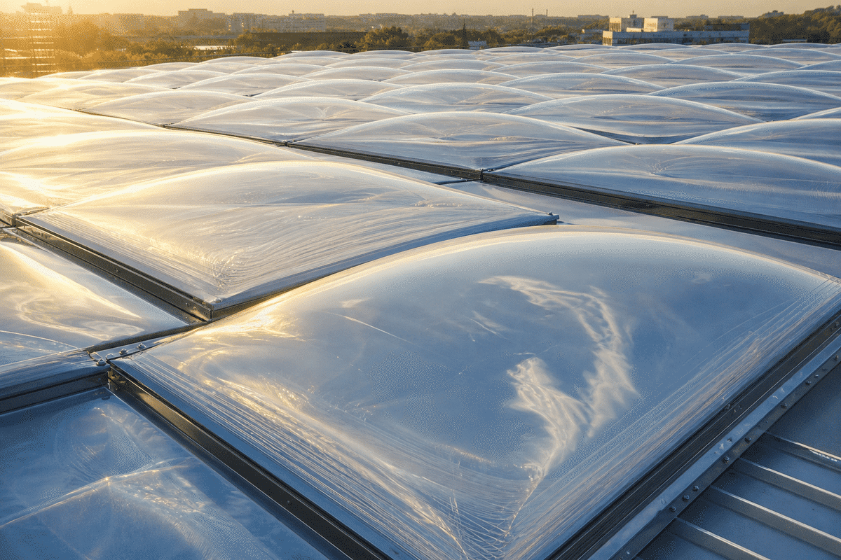 Close view of multi-layer ETFE air cushions