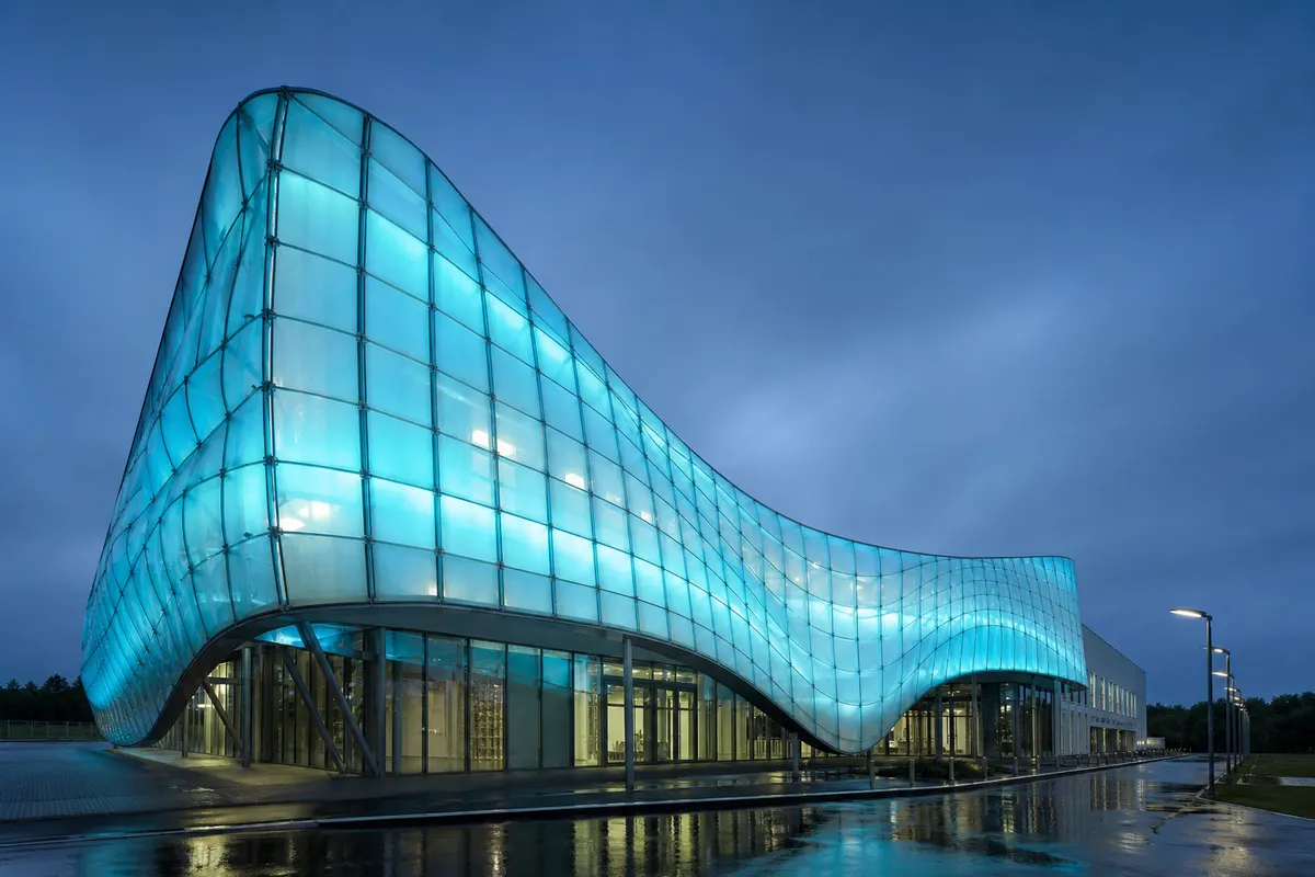 ETFE façade installation on a commercial building elevation