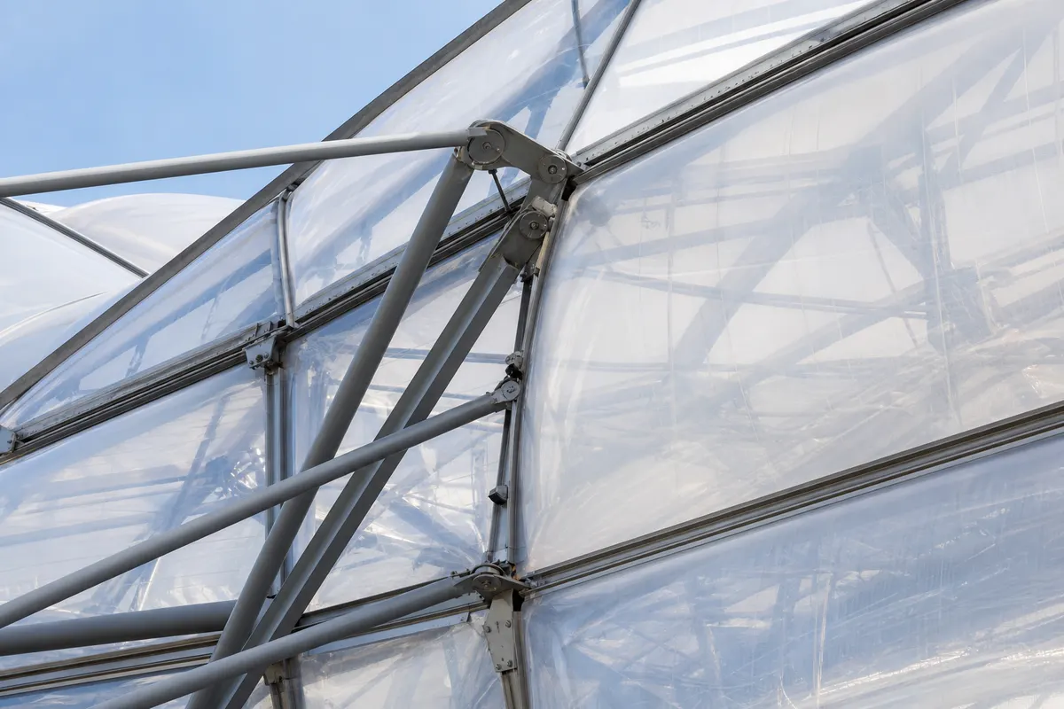 Airport terminal roof daylit through ETFE film