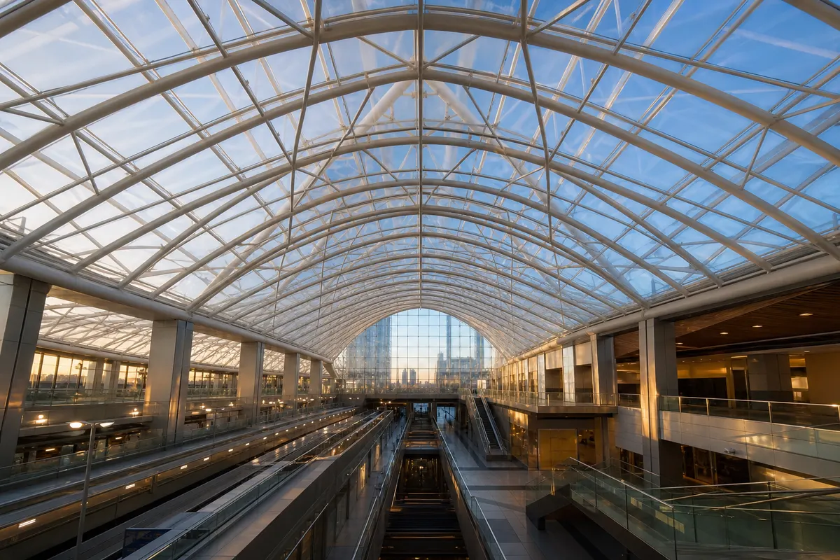 Shopping mall atrium skylight made of transparent ETFE