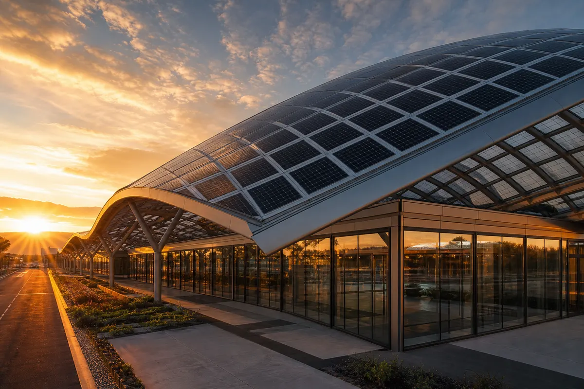 Flexible photovoltaic module fronted with ETFE solar film installed on a curved surface