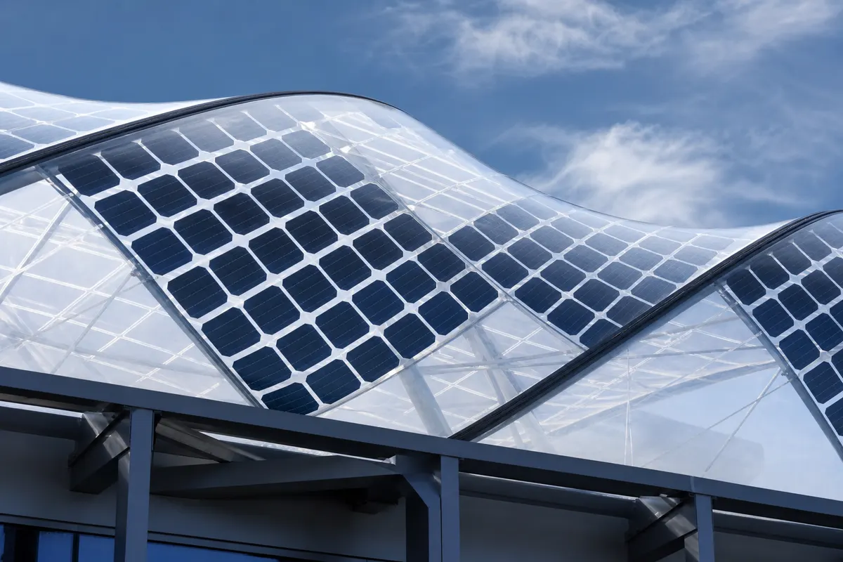 Building-integrated photovoltaic rooftop finished with ETFE solar film
