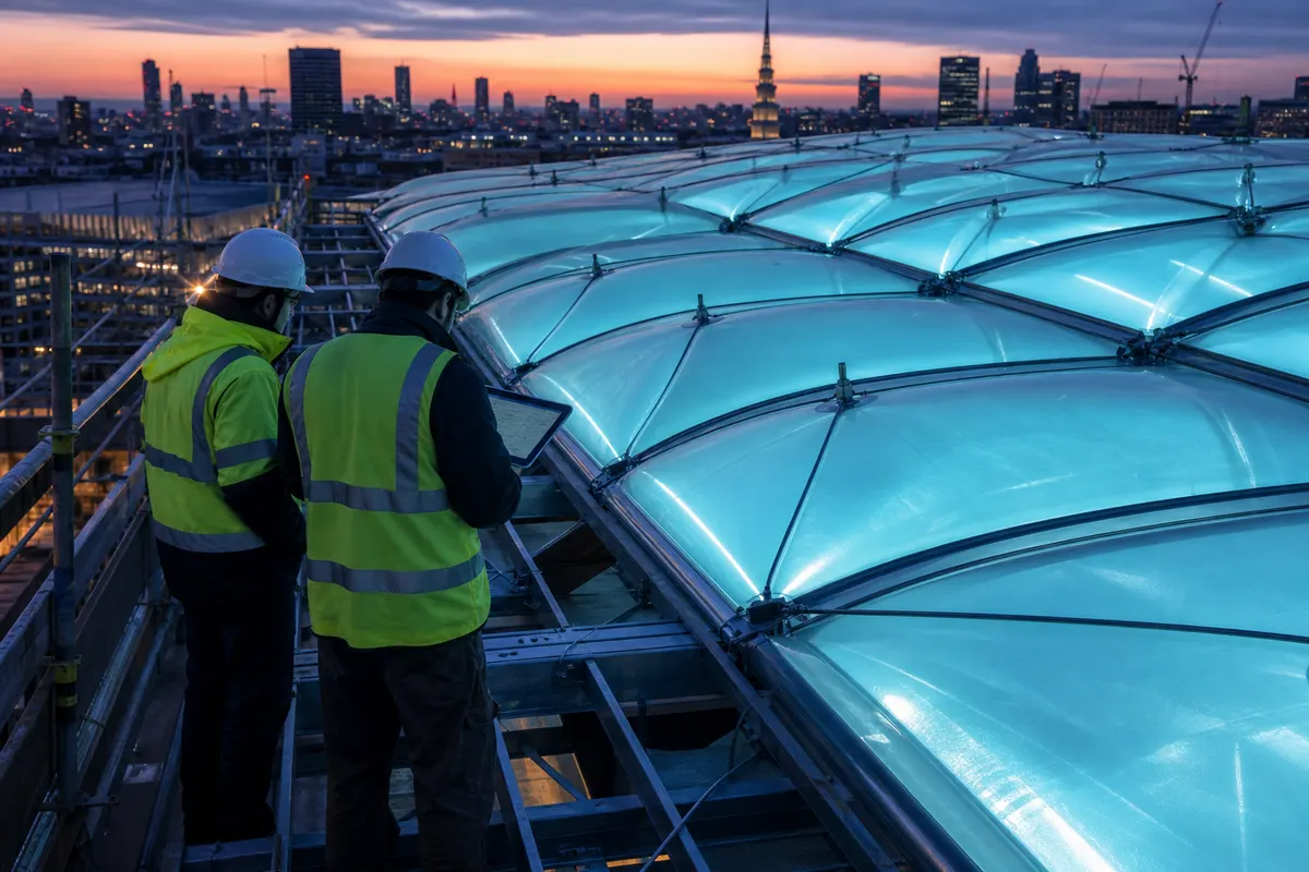 ETFE roof installation review on site
