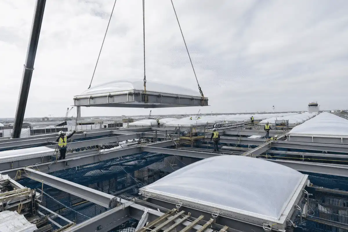 Airport Terminal Skylight Project process — ETFE module coordination view
