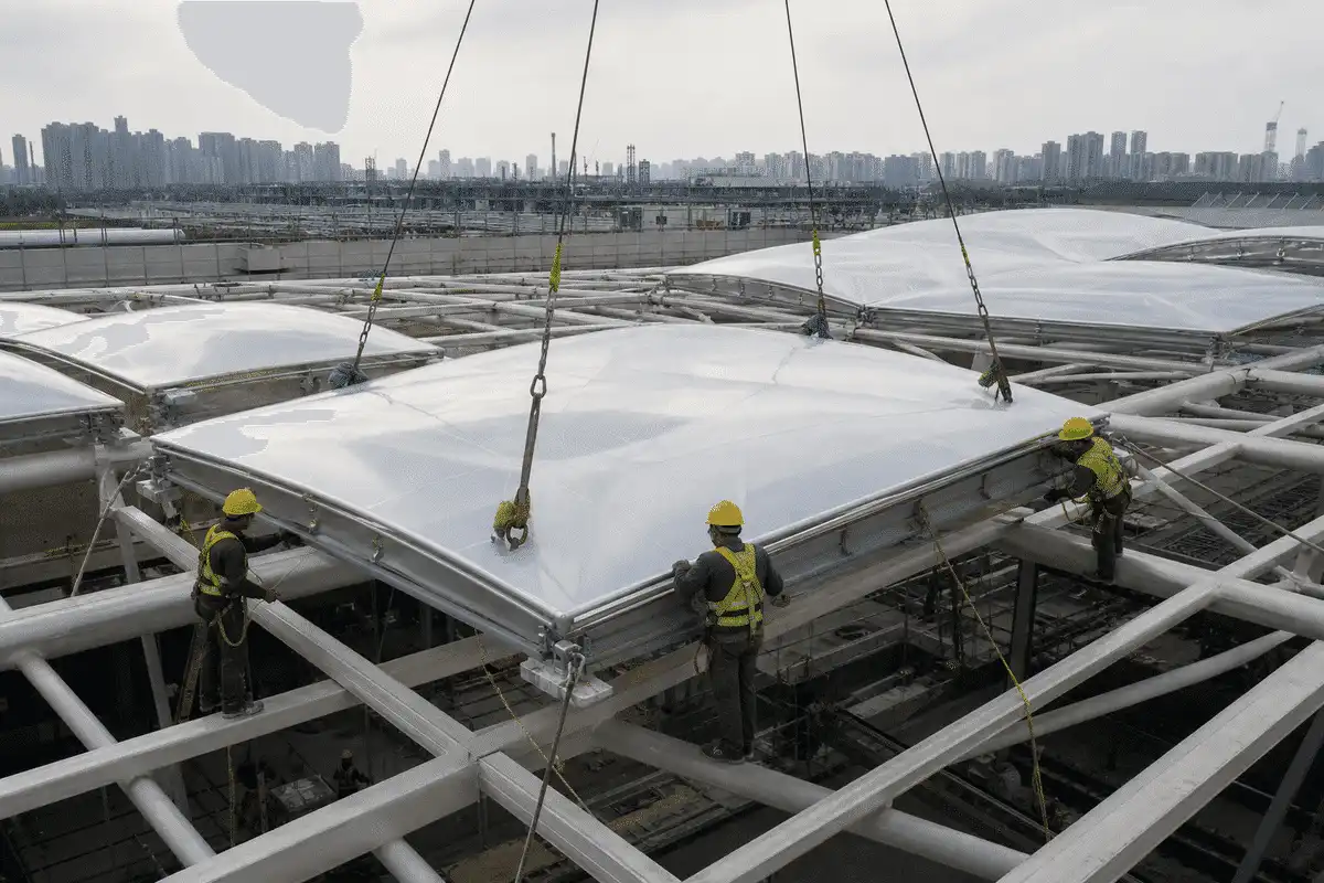 Exhibition Center ETFE Project process — ETFE module coordination view