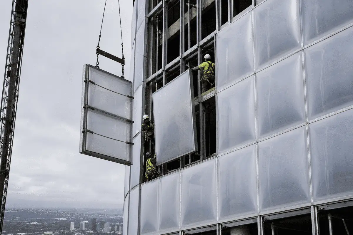 Office Building ETFE Facade Project process — ETFE module coordination view