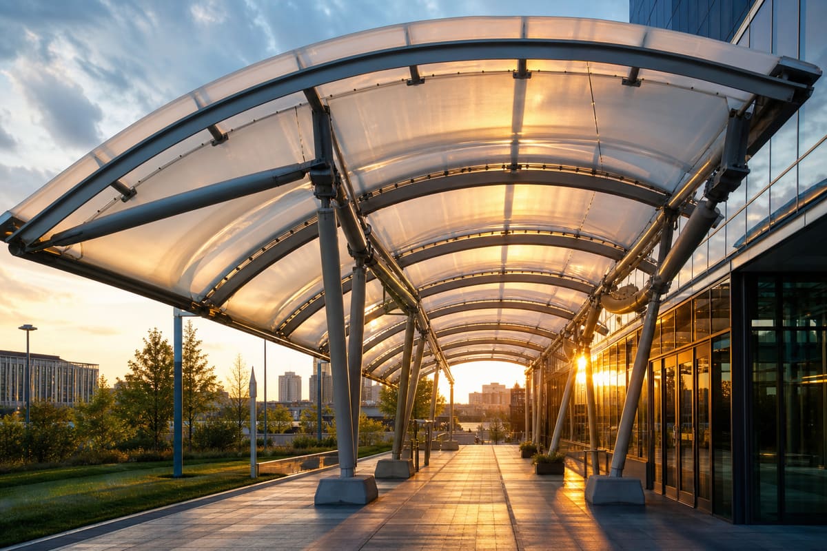 Elegant ETFE canopy structure for entrances and walkways