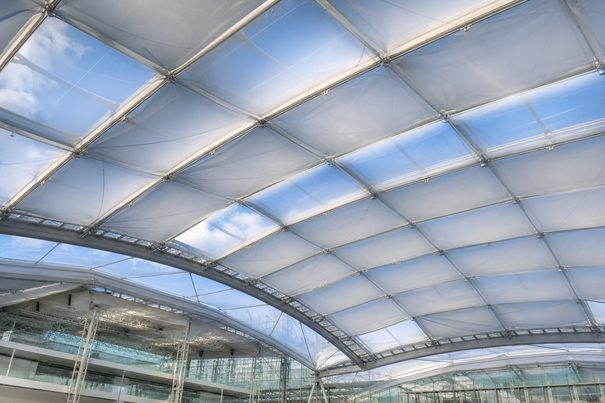 ETFE film rolls stored in climate-controlled warehouse