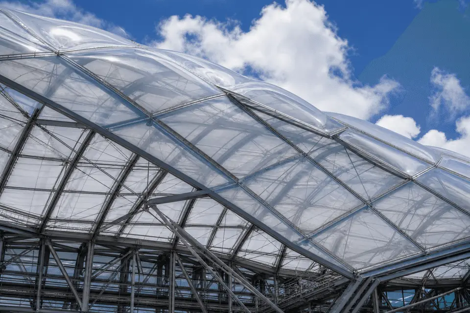 Cross-section of multi-layer ETFE cushion showing foil layers — ETFE technical guide — ETFE technical guide