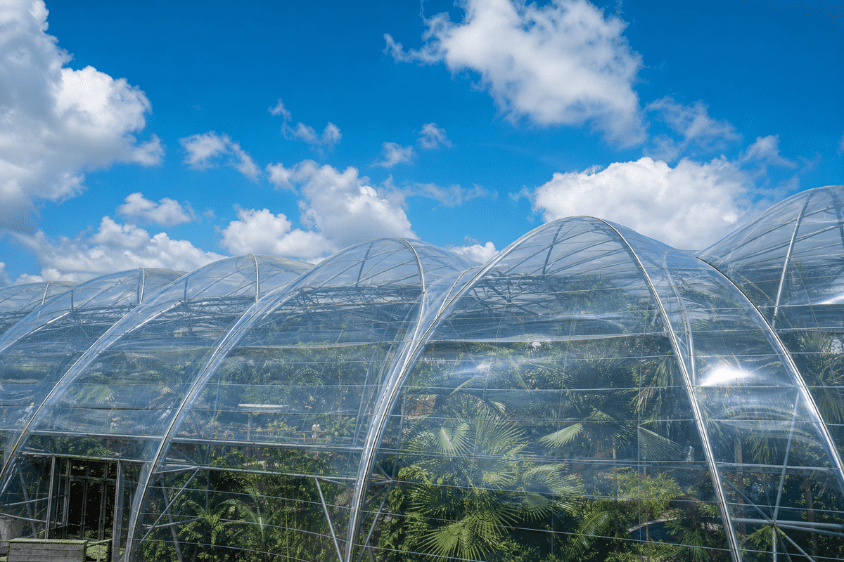 Stacked ETFE film sheets showing varying translucency