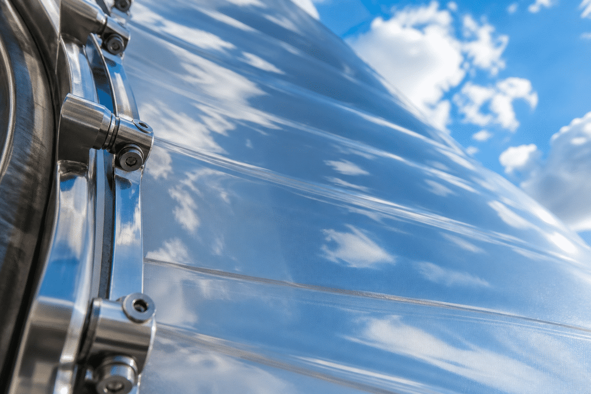 Translucent ETFE film texture in premium steel clamp edge detail