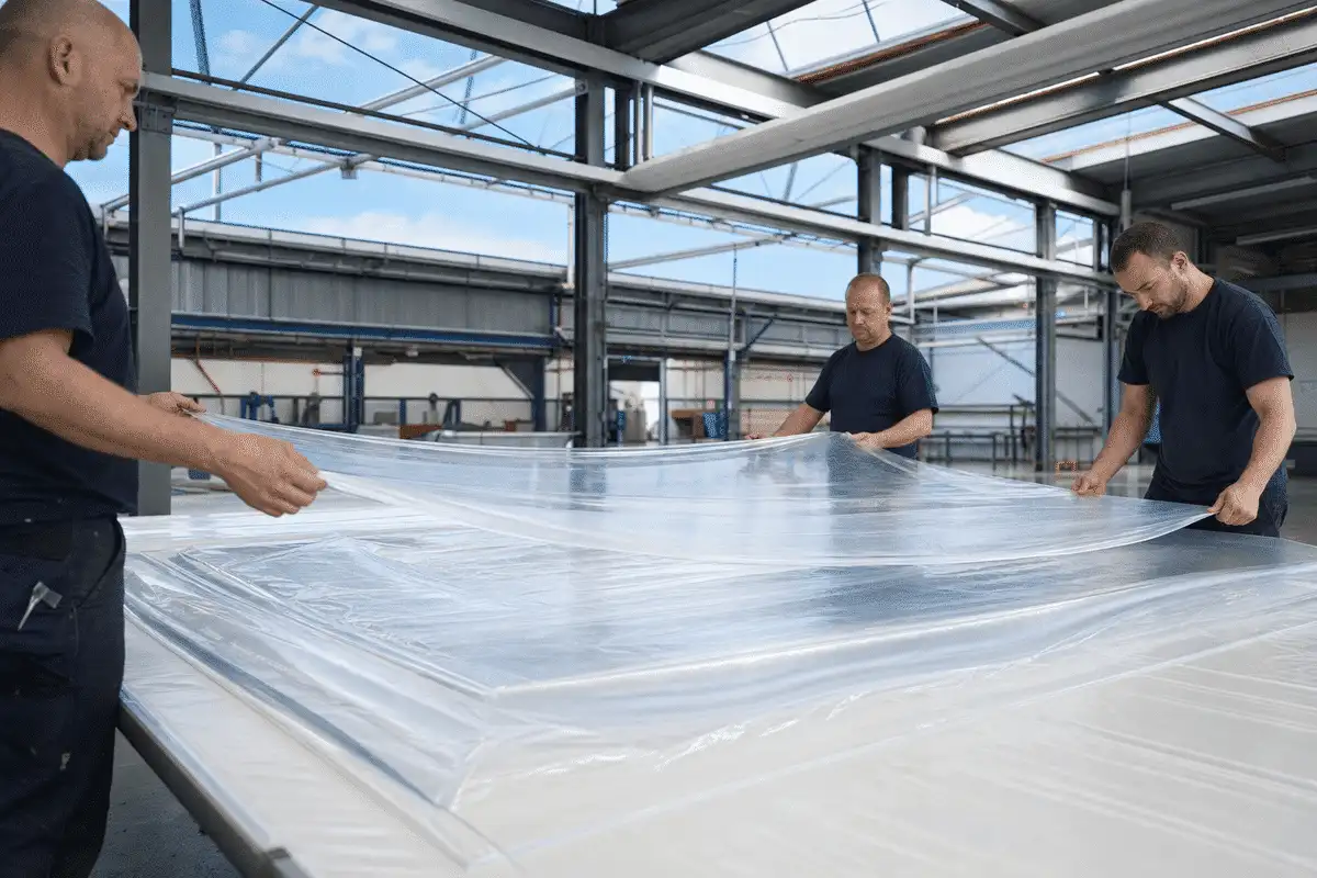 Factory assembly of multi-layer ETFE cushion foils — ETFE Multi Layer System