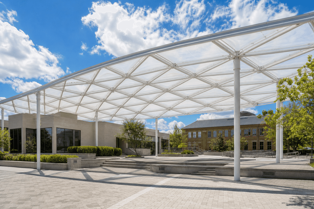 Botanical conservatory single-layer ETFE roof over plants
