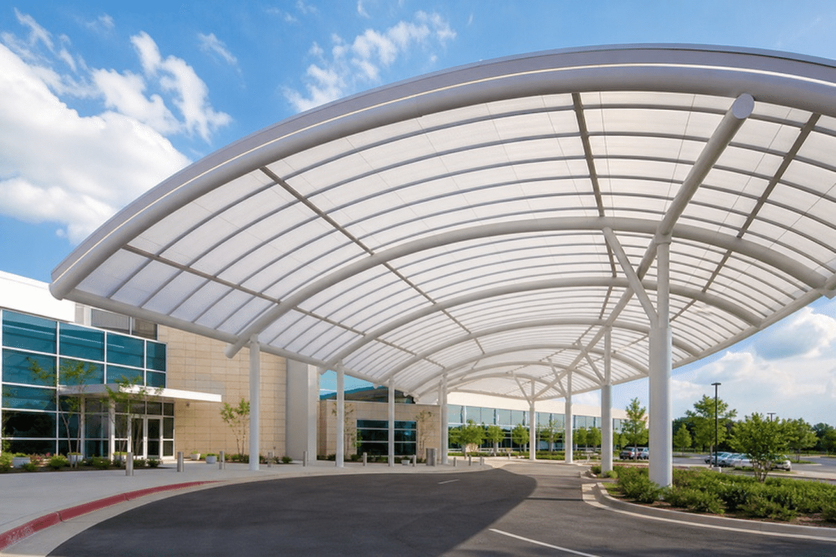 Single-layer ETFE seam being heat-welded on site